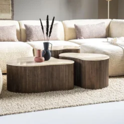 Bijzettafel Met Travertin Blad -VTwonen Verkoopwinkel eleonora mari bijzettafel met travertin blad 03 1