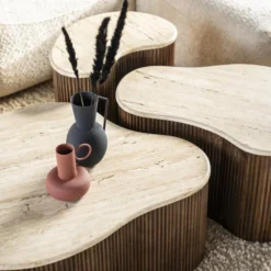 Bijzettafel Met Travertin Blad -VTwonen Verkoopwinkel eleonora mari bijzettafel met travertin blad 04 1