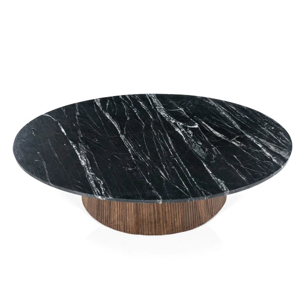 Ovale Salontafel Zwart Marmer 2 Ovale Salontafel Zwart Marmer - Afbeelding 2