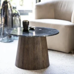 Ronde Bijzettafel Marmer En Hout -VTwonen Verkoopwinkel eleonora maxim ronde bijzettafel marmer en hout 01 1