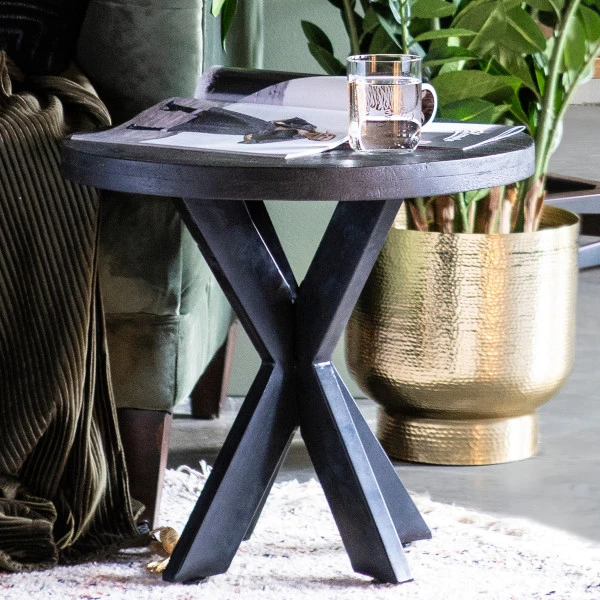 Ronde Salontafel Zwart Hout 1 Ronde Salontafel Zwart Hout