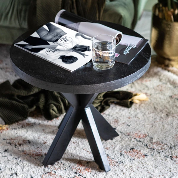 Ronde Salontafel Zwart Hout 2 Ronde Salontafel Zwart Hout - Afbeelding 2