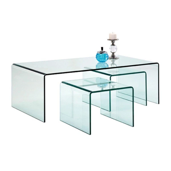 Glazen Salontafel Set 3-delig 1 Glazen Salontafel Set 3-delig