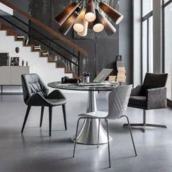 Glazen Eettafel Ovaal 7 Glazen Eettafel Ovaal -VTwonen Verkoopwinkel kare design eettafel met ovaal glazen blad 04