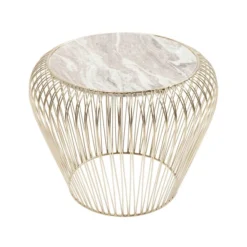 Gouden Bijzettafel Met Marmer