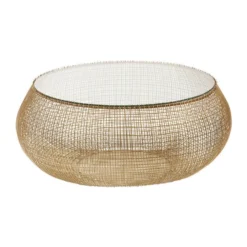 Ronde Salontafel Goud Met Glas