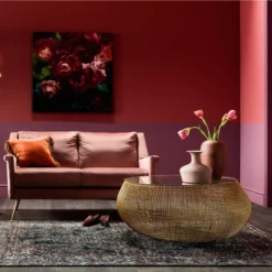 Ronde Salontafel Goud Met Glas -VTwonen Verkoopwinkel kare design cesta glazen salontafel met goud gaas 07