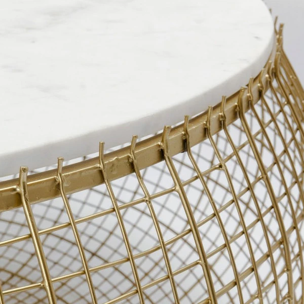 Salontafel Goud Met Wit Marmer 2 Salontafel Goud Met Wit Marmer - Afbeelding 2