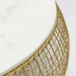 Salontafel Goud Met Wit Marmer 9 Salontafel Goud Met Wit Marmer -VTwonen Verkoopwinkel kare design cesta wit marmeren salontafel 04