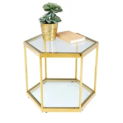 Zeshoekige Bijzettafel Goud