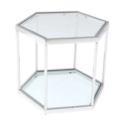 Zeshoekige Bijzettafel Zilver