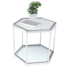 Zeshoekige Bijzettafel Zilver -VTwonen Verkoopwinkel kare design comb silver zeshoekige bijzettafel zilver 02