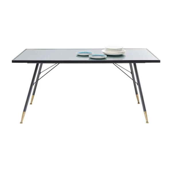 Zwarte Eettafel Met Ribbelglas 2 Zwarte Eettafel Met Ribbelglas - Afbeelding 2