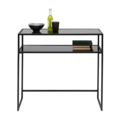 Sidetable Van Staal Met Glas -VTwonen Verkoopwinkel kare design loft sidetable van staal met glas 02