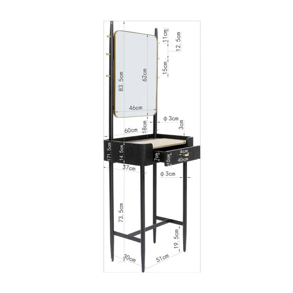 Zwarte Design Kaptafel Met Spiegel 10 Zwarte Design Kaptafel Met Spiegel - Afbeelding 10