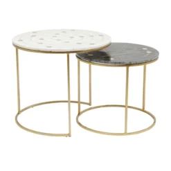 Bijzettafelset Messing Marmer -VTwonen Verkoopwinkel kare design mystic bijzettafelset messing marmer 83447 001