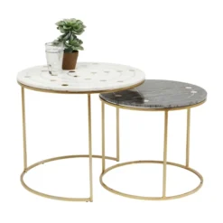 Bijzettafelset Messing Marmer