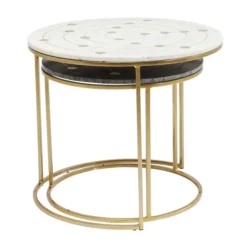 Bijzettafelset Messing Marmer -VTwonen Verkoopwinkel kare design mystic bijzettafelset messing marmer 83447 008