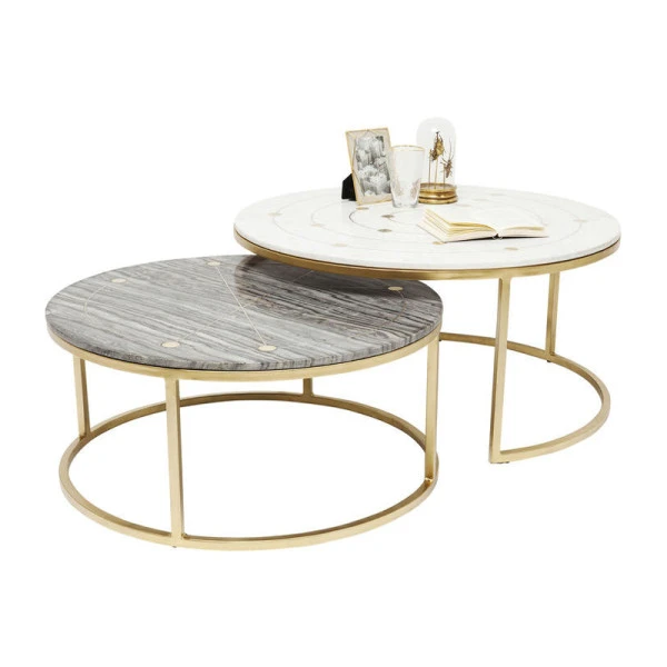 Design Salontafelset Rond Marmer 2 Design Salontafelset Rond Marmer - Afbeelding 2