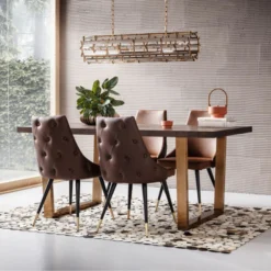 Eettafel Donker Hout Met Goud -VTwonen Verkoopwinkel kare design osaka eettafel hout messing poten 01