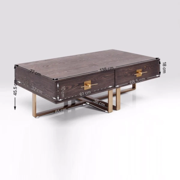 Salontafel Donker Hout Messing 4 Salontafel Donker Hout Messing - Afbeelding 4