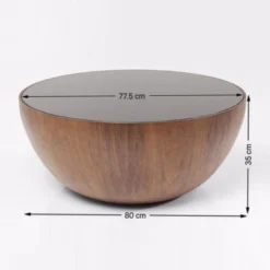 Ronde Bol Salontafel Walnoot -VTwonen Verkoopwinkel kare design tear drops walnut ronde salontafel walnoot 06