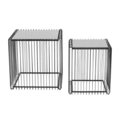 Metalen Bijzettafelset -VTwonen Verkoopwinkel kare design wire square metalen bijzettafelset 83621 007