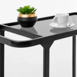 Zwarte Keukentrolley Met Glas 12 Zwarte Keukentrolley Met Glas -VTwonen Verkoopwinkel kave home duilia zwarte keukentrolley met glas 04