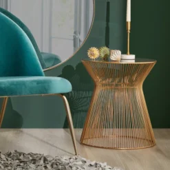 Ronde Gouden Bijzettafel -VTwonen Verkoopwinkel kave home jolene ronde gouden bijzettafel 02 1