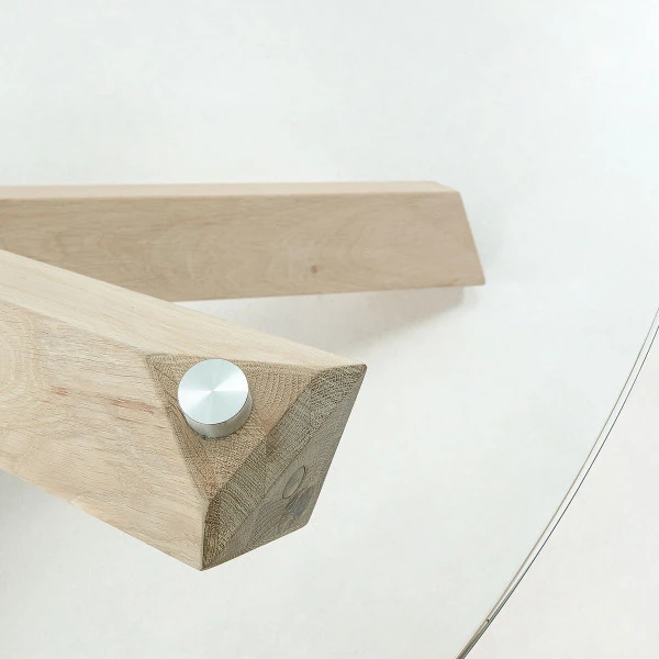 Ronde Tafel Glas Met Eiken 4 Ronde Tafel Glas Met Eiken - Afbeelding 4