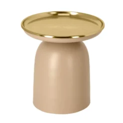 Rond Tafeltje Beige Met Goud