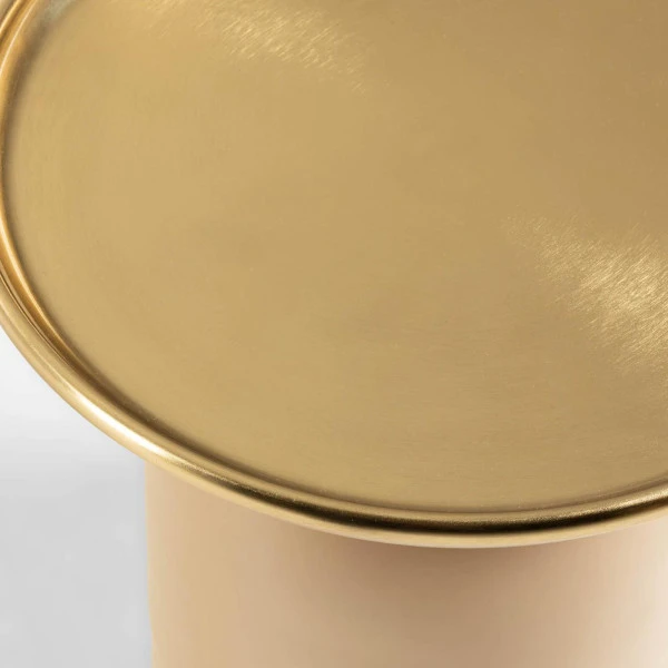Rond Tafeltje Beige Met Goud 2 Rond Tafeltje Beige Met Goud - Afbeelding 2