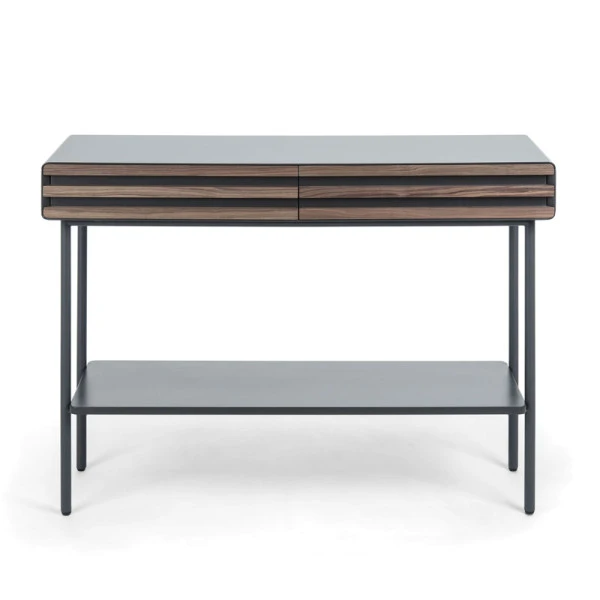 Mat Grijze Sidetable Met Hout 2 Mat Grijze Sidetable Met Hout - Afbeelding 2