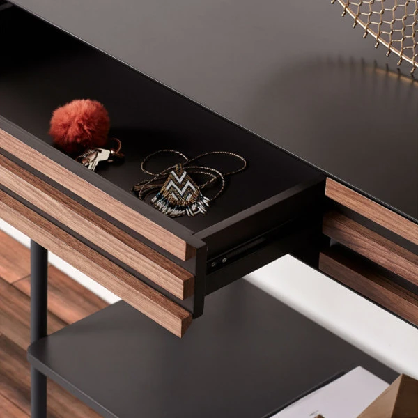 Mat Grijze Sidetable Met Hout 4 Mat Grijze Sidetable Met Hout - Afbeelding 4