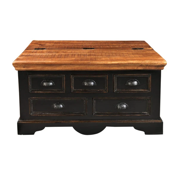 Landelijke Salontafel Zwart Met Lades