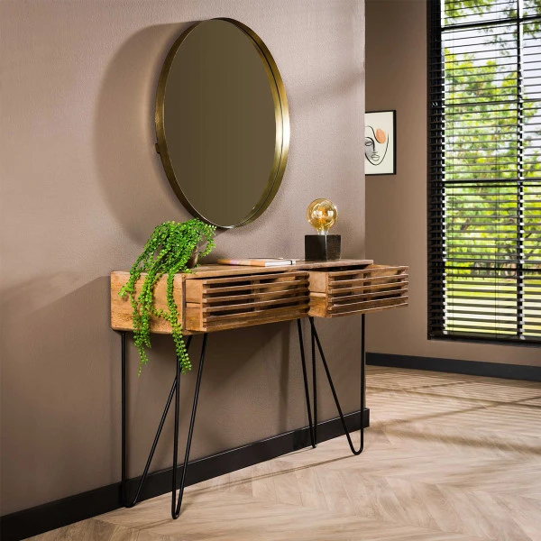 Mangohouten Sidetable Met Lades 2 Mangohouten Sidetable Met Lades - Afbeelding 2