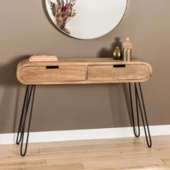 Mangohouten Sidetable Met Ronde Hoeken