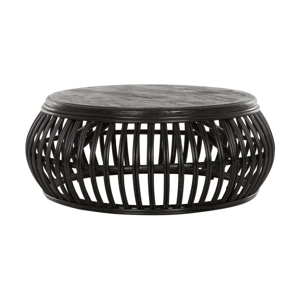 Salontafel Zwart Rotan Rond 1 Salontafel Zwart Rotan Rond