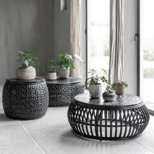 Salontafel Zwart Rotan Rond 3 Salontafel Zwart Rotan Rond - Afbeelding 3
