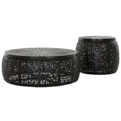 Ronde Salontafel Zwart Rotan -VTwonen Verkoopwinkel must living rimini large ronde salontafel zwart rotan 02