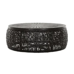 Ronde Salontafel Zwart Rotan