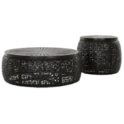 Zwarte Rotan Salontafel Rond -VTwonen Verkoopwinkel must living rimini small zwarte rotan salontafel rond 02