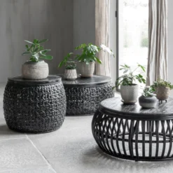 Zwarte Rotan Salontafel Rond -VTwonen Verkoopwinkel must living rimini small zwarte rotan salontafel rond 03