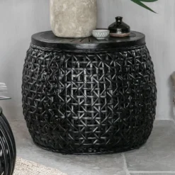 Zwarte Rotan Salontafel Rond -VTwonen Verkoopwinkel must living rimini small zwarte rotan salontafel rond 04