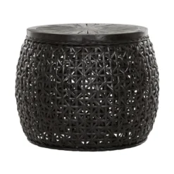 Zwarte Rotan Salontafel Rond