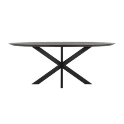 Ovale Eettafel Zwart Teakhout