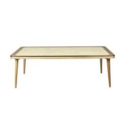 Rechthoekige Salontafel Rotan Met Glasplaat