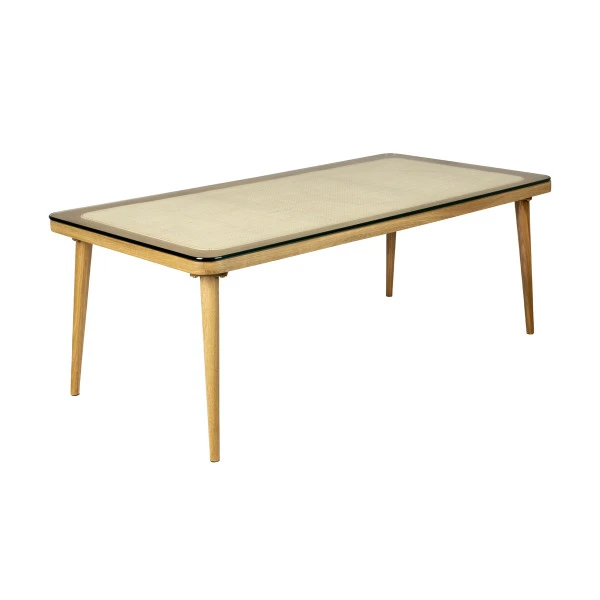Rechthoekige Salontafel Rotan Met Glasplaat 2 Rechthoekige Salontafel Rotan Met Glasplaat - Afbeelding 2