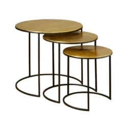 Ronde Bijzettafelset Messing