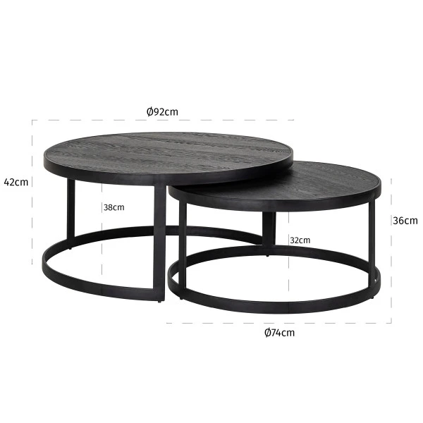 Zwarte Salontafelset 3 Zwarte Salontafelset - Afbeelding 3